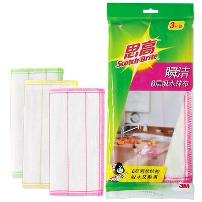 

3M Si Gao rag Instant clean 6 layer absorbent rag 3 piece mirror countertop wiper