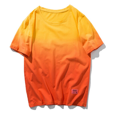 

Toponeto Mens Summer New Style Fashion Gradual Color Short Sleeve Comfortable Blouse Top