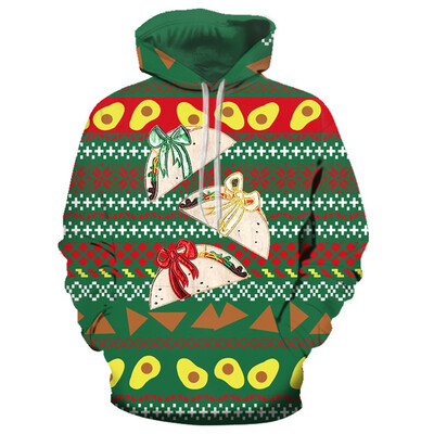 

Tailored Christmas Women Men Print Long Sleeve Hoodie Sweatshirt Ugly Pullover Tops