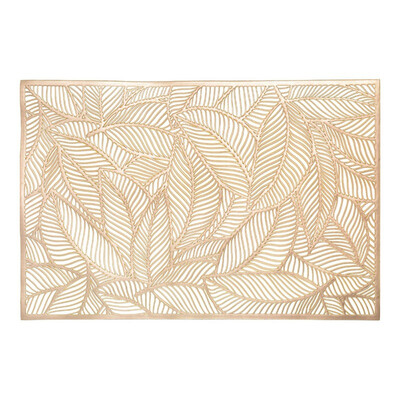 

PVC Gold Stamp Placemat Leaf Pattern Rectangle Western Table Mat Household Simple Placemat
