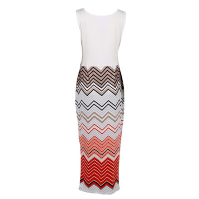 

Summer Sexy Women Waves Striped Vest Sleeveless Long Dress Elasticity Beach Sundress ZWY03