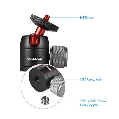 

VELEDGE Mini Tripod Ball Head Adapter Ballhead Alumimun Alloy 360 Degree Swivel with 14 Inch Screw 14 & 38 Inch Screw Hole