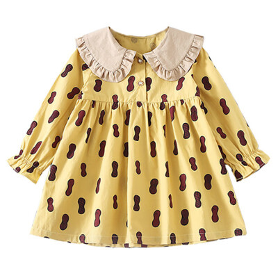 

Autumn Baby Girls Cute Fashion Printed Dresses Children Long Sleeve Doll Collar Dress Kids Toddler Pageant Dress