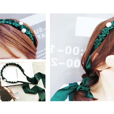 

Gobestart Womens Headband Bow Knot Cross Satin Material Pearl Headwrap Hair Band Hoop