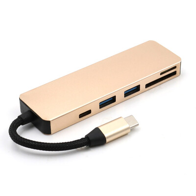 

5-in-1 USB C Hub Multi-Port Adapter with 1 USB 31 Port&2 USB 30 Ports SD TF Card Reader for Type C Devices