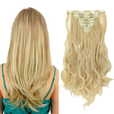 

8 PcsSet Fashion Long Curly Wavy Straight Clip In Hair Extension Sexy Heat Resistant Party Hair Natural Synthetic Hair For Women