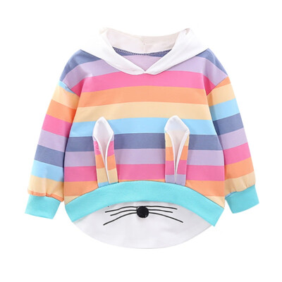 

Baby Girls Clothes Kid Girl Long Sleeve Cartoon Stripe Hoodie Sweatshirt Toddler Outerwear Coat Clothes Outfit Spring Autumn