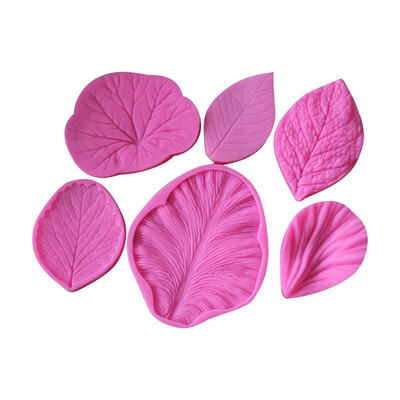

6PCS Leaf Silicone Fondant Cake Mold Simulation Leaf Texture Embossing Mold Kitchen Baking Supplies