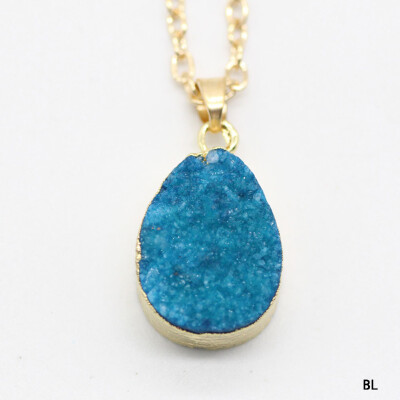 

Natural Stone Necklaces Gold Plated Crystal Pendant Quartz Necklace WomenMen