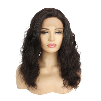 

Gobestart Curly Wave Black Lady Natural Looking Wigs Women Long Lace Front Synthetic Wig