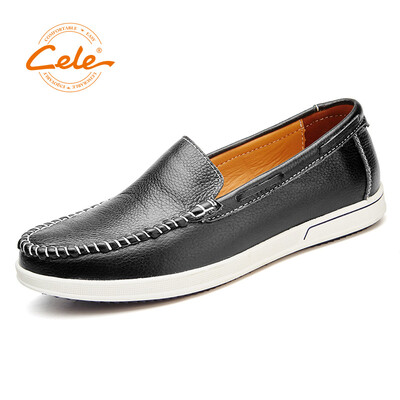 

Celebrity CELE mens business casual leather shoes first layer cowhide set foot soft bottom hand stitching fashion casual black 38 yards M9A1B29901