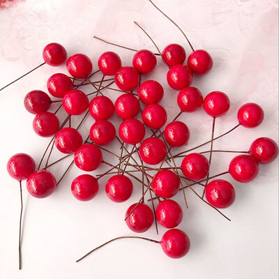 

100\50Pcs Christmas Tree Red Fruit Berry Holly Artificial Flower Pick Home Decor Diy New