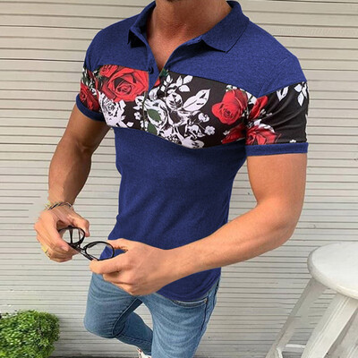 

Fashion Summer Men Hawaiian Shirts Floral Short Sleeve Lapel T-shirt Casual Top