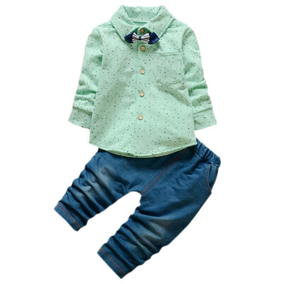 

Baby Boys Set Causal Long Sleeve Polka Dot Print Button Clothing Sets SpringAutumn 2PCS