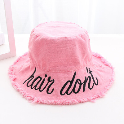 

The new Korean version of cowboy ladies summer letters embroidered burrs outdoor pot Hat fisherman Hat Sun Hat