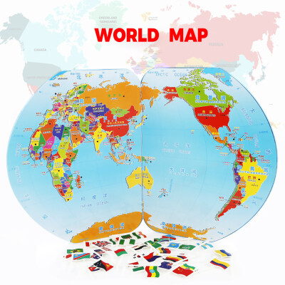 

YIWULAWooden Puzzle Foldable World Map Country Logo Matching Toy Cognitive Early Educa