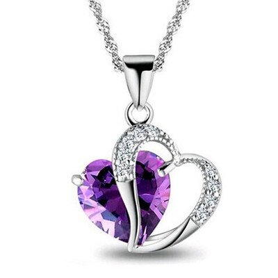 

Necklace Funny Gift Heart Gemstone Sterling Necessaries Plated Usable Amethyst
