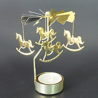 

Siaonvr Hot Spinning Rotary Metal Carousel Tea Light Candle Holder Stand Light Xmas Gift