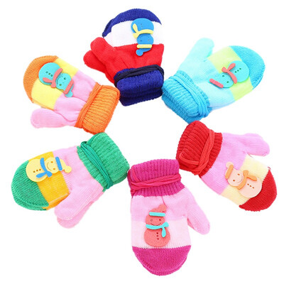 

Baby Mittens Colorful Cartoon Knit Warm Soft Cute Kids Gloves For Boys Girls
