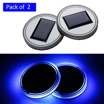 

Car Single Chip Solar Panel Cup Holder Bottom Pad LED Light Lamps Cover Part Set