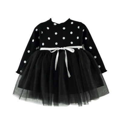 

Mesh Dot Girls Dress Autumn Long Sleeve Kids Dresses For Girls Fashion Baby Clothes Mesh Princess Wedding Dress