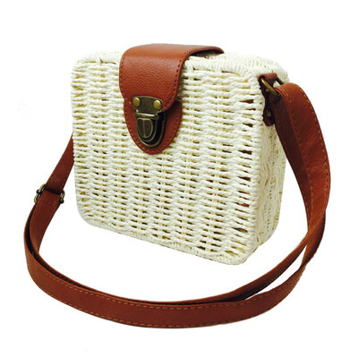 

Summer Beach Women Candy Color Small Square Straw Bag Crossbody Shoulder Pouch