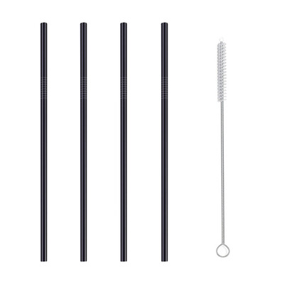 

Toponeto 4 Straight Reusable Drinking Straws Metal Stainless Steel Eco-Friendly 105in