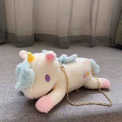 

Unicorn Plush Shoulder Bag Cross body Messenger Purse Handbag Usable For Kids\Girls