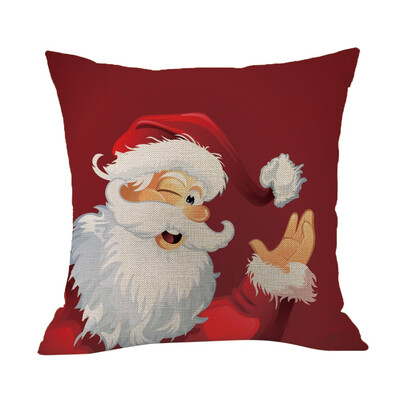 

Tailored Happy Christmas Pillow Cases Linen Sofa Cushion Cover Home Decor Pillow Core