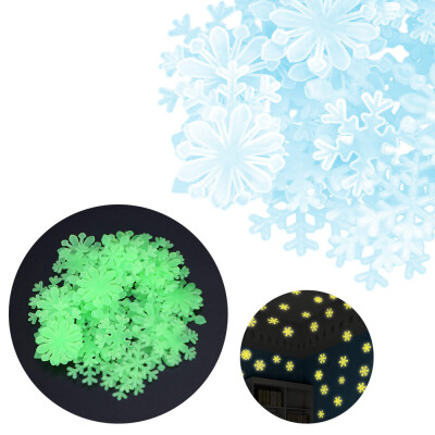 

Gobestart 50PC Kids Bedroom Fluorescent Glow In The Dark Snowflake Wall Stickers