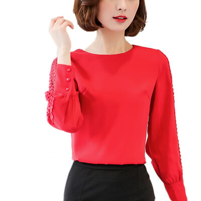 

Elegant Women Solid Casual Shirts Long Sleeve O neck Office Blouse Ladies Autumn New Formal blusas