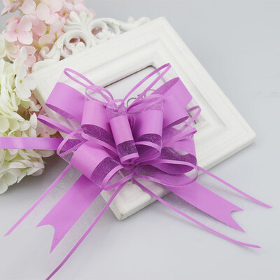 

10pcs Wedding Decoration Lace Ribbon Pull Bows Organza Exquisite Lovely solid color Car Decoration Gift Wrap