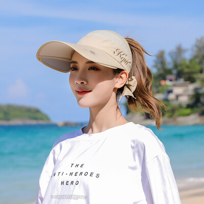 

Hat Female Summer Skytop Sunshade Cap Sunscreen Cap Face Cover Ultraviolet Protection Travel Extensible Sun Cap