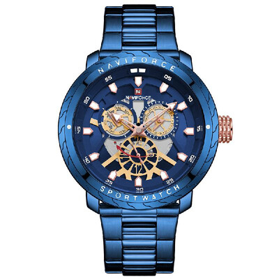 

NAVIFORCE Stainless Steel Band Quartz Wristwatch Fashion Outdoor Sports Multifunctional Watch 3ATM Waterproof Luminous Man Watch N