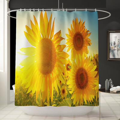 

〖Follure〗Sunflower Shower Curtain Floor Mat Four-piece Bathroom Mat Set