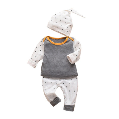 

3PCS Casual Baby Clothes Printing Long Sleeve Top Trousers Hat Kids Outfit Clothes Set