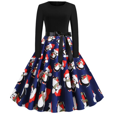 

Tailored Women Vintage Long Sleeve Christmas 1950s Housewife Evening Party Prom Dress