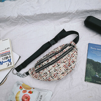 

Tailored Womens Fashion Purse Woven Wool Sport Waist Lovely Canvas Shoulder Chest Bag