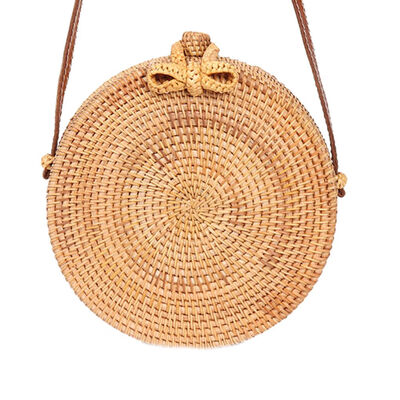 

Round Straw Bags Women Summer Rattan Handmade Woven Beach Shoulder Body Bag Circle Bohemia Handbag