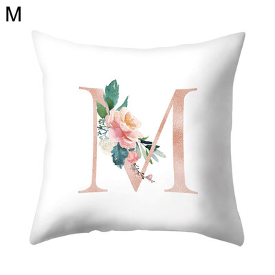 

English Letter Leaf Flower Pillow Case Cushion Cover Sofa Bed Car Office Decor