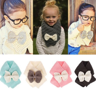 

New Bowknot Baby Kids Winter Warm Knitting Wool Scarf Boy Girl Knit Neck Wrap Scarf