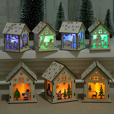 

Festival LED Light Wood House Christmas Tree Decorations For Home Hanging Ornaments Holiday Nice Xmas Gift Wedding Navidad 2018