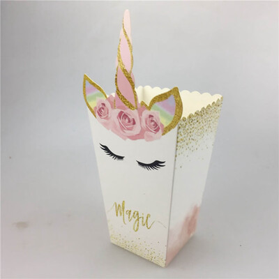 

Popcorn Snack Boxes--Rainbow Unicorn Pattern Treat Box Popcorn Container for Baby Shower Birthday Party Supplies