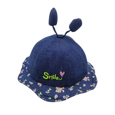 

Summer Kids Girls Lovely Hat 2 Colors Letter Pattern Floral Printed Bucket Sun Hat