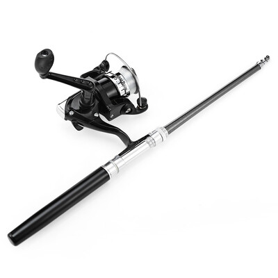 

Mini 5 sections Baitcasting Telescopic Pocket Pen Fishing Rod Pole Reel combo Portable 511 fishing reel rod tackle 955cm Alumin