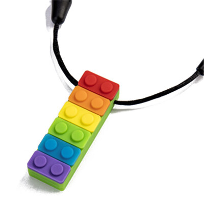 

Newborn Silicone Baby Teether Teething Necklace Kids Rainbow Block Teethers Children Chewing Soft Toys