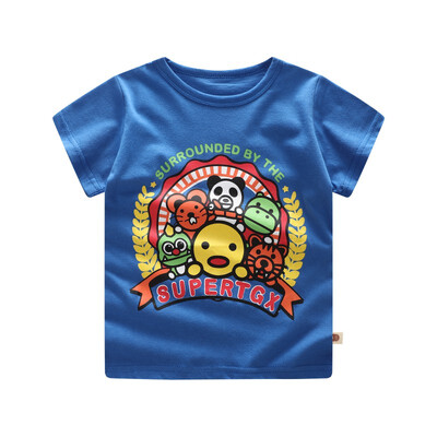 

Summer Toddler Kids Candy Color Tees Cartoon Cotton Baby Boys Girls T-shirts Short Sleeve Casual Clothing 0-5T