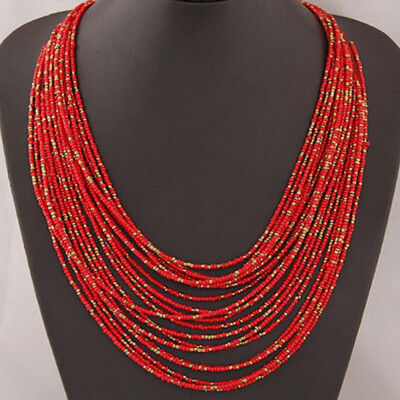 

Fashion Boho Necklace Womens Jewellery Beads Multilayer Choker Statement Pendant