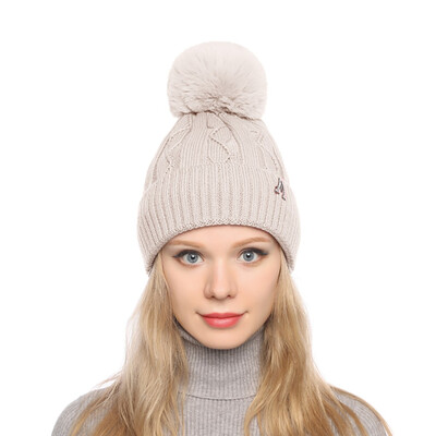 

Tailored Fashion Women Curling Letter Cap Hat Winter Warm Thickened Knitted Ball Cap