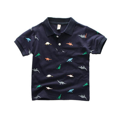 

Summer Baby Boy Short Sleeve Shirts For Kids Turndown Cotton Casual Tops Tees 3-8T